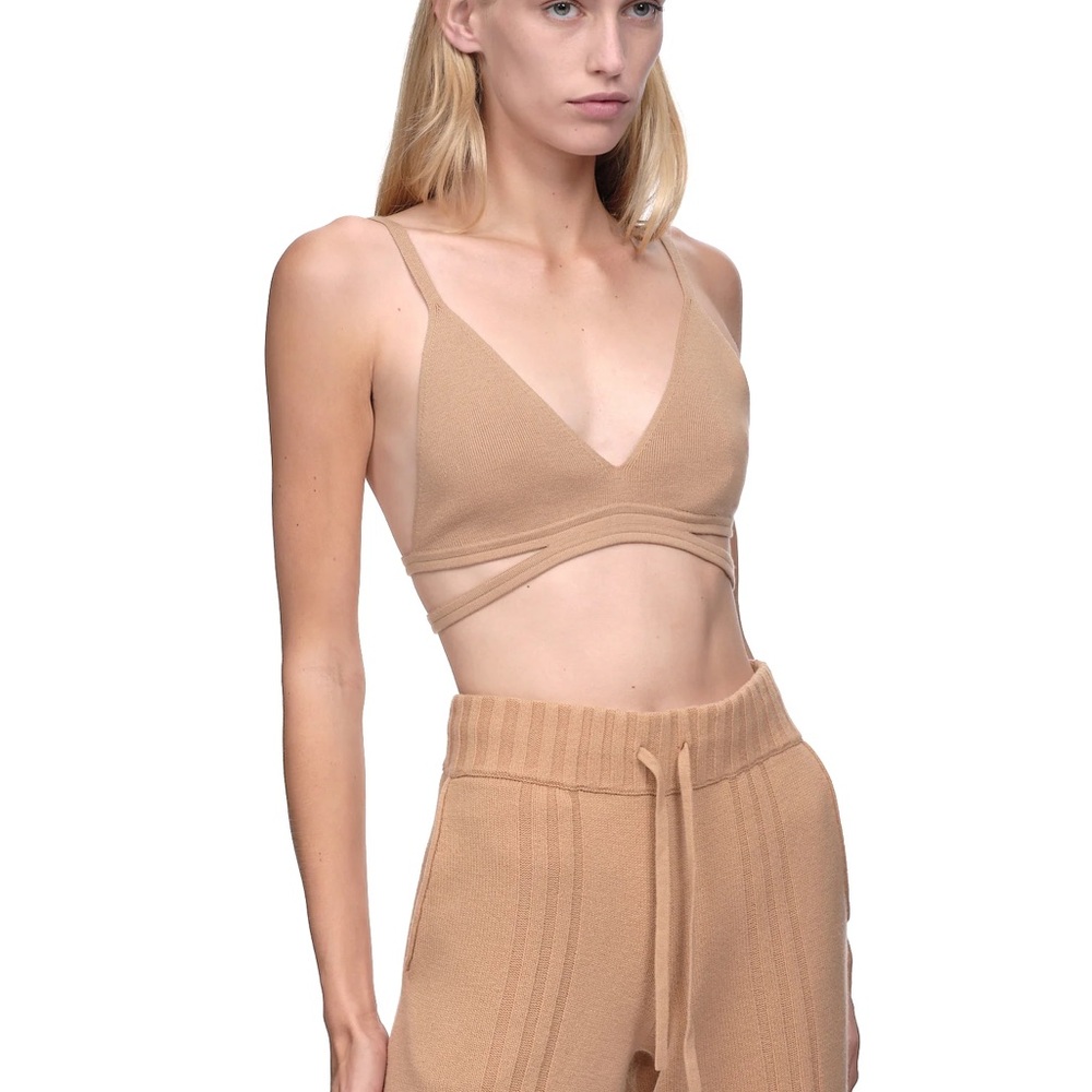 NWT Dion Lee marino wool ribbed-knit e-hook bra